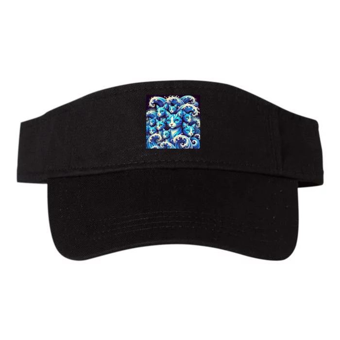 Blue Cats Wave For Kamala Funny Childless Cat Lady Valucap Bio-Washed Visor