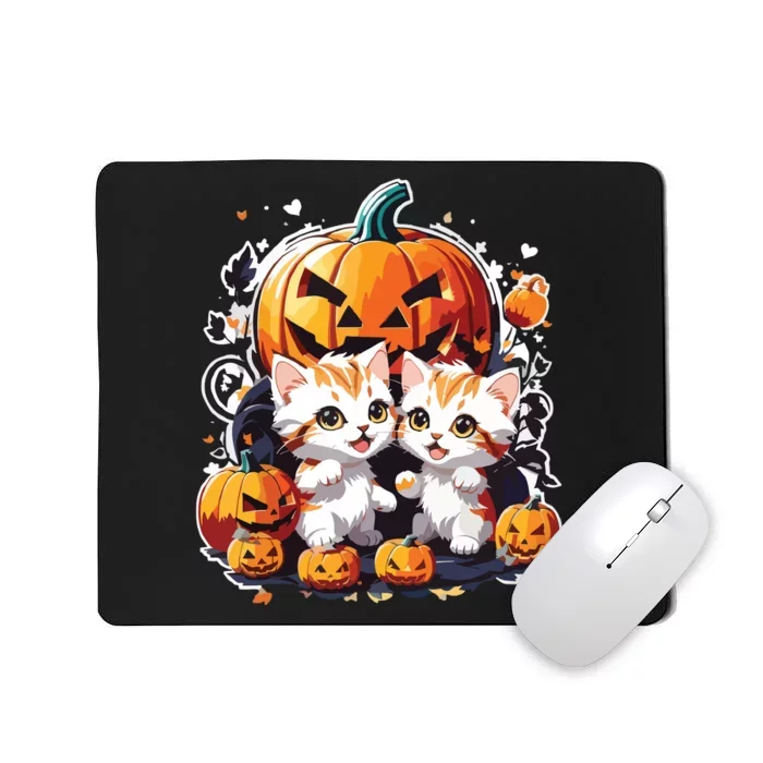 Baby Cats With Pumpkin Halloween Costume Boy Mousepad