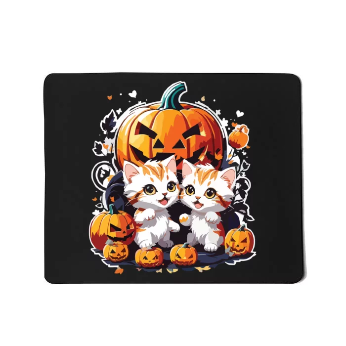 Baby Cats With Pumpkin Halloween Costume Boy Mousepad