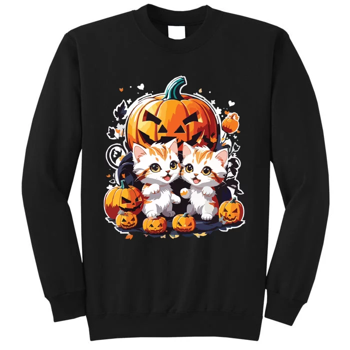 Baby Cats With Pumpkin Halloween Costume Boy Tall Sweatshirt