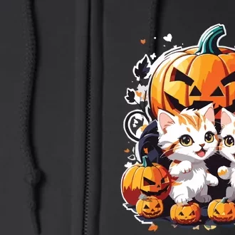 Baby Cats With Pumpkin Halloween Costume Boy Full Zip Hoodie