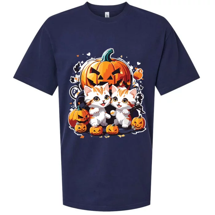 Baby Cats With Pumpkin Halloween Costume Boy Sueded Cloud Jersey T-Shirt