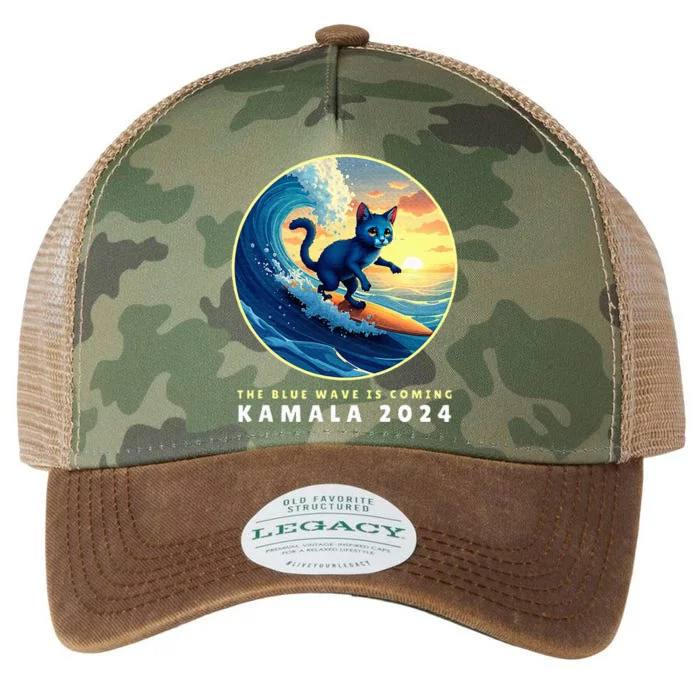 Blue Cats Wave For Kamala Funny Cat Lady Harris President Legacy Tie Dye Trucker Hat