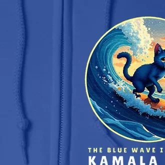 Blue Cats Wave For Kamala Funny Cat Lady Harris President Full Zip Hoodie