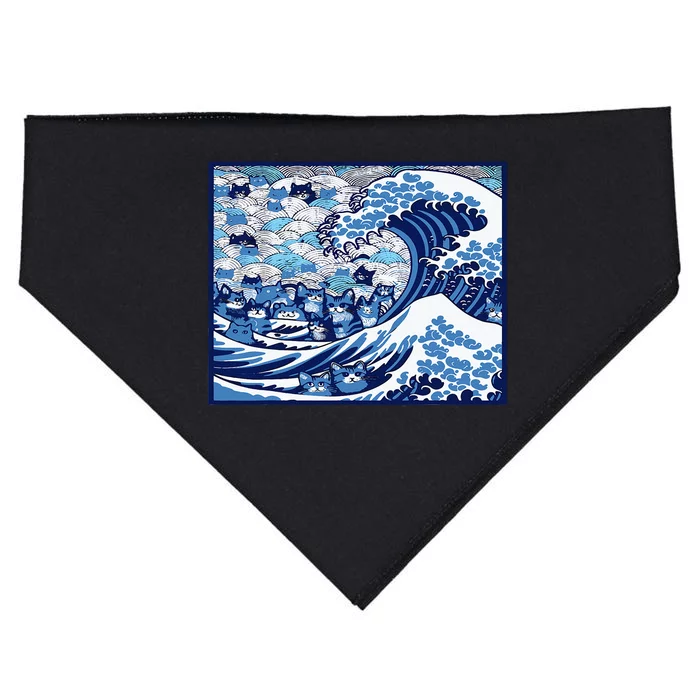 Blue Cats Wave For Kamala USA-Made Doggie Bandana