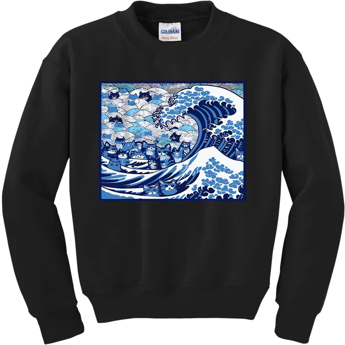 Blue Cats Wave For Kamala Kids Sweatshirt