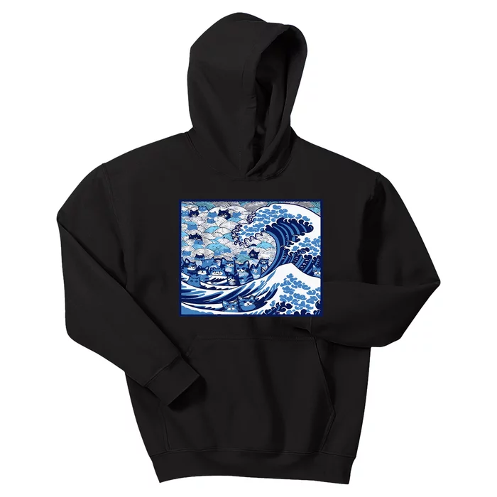 Blue Cats Wave For Kamala Kids Hoodie