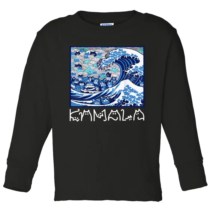 Blue Cats Wave For Kamala Toddler Long Sleeve Shirt