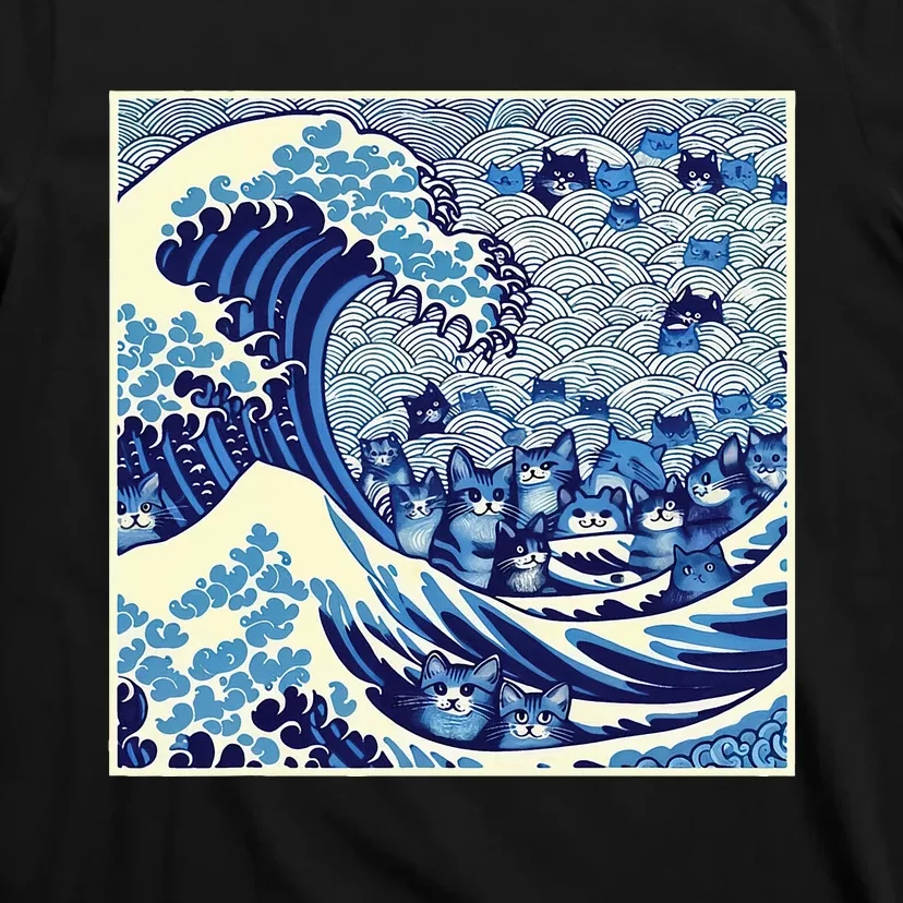 Blue Cats Wave For Kamala Funny Cat Lady T-Shirt