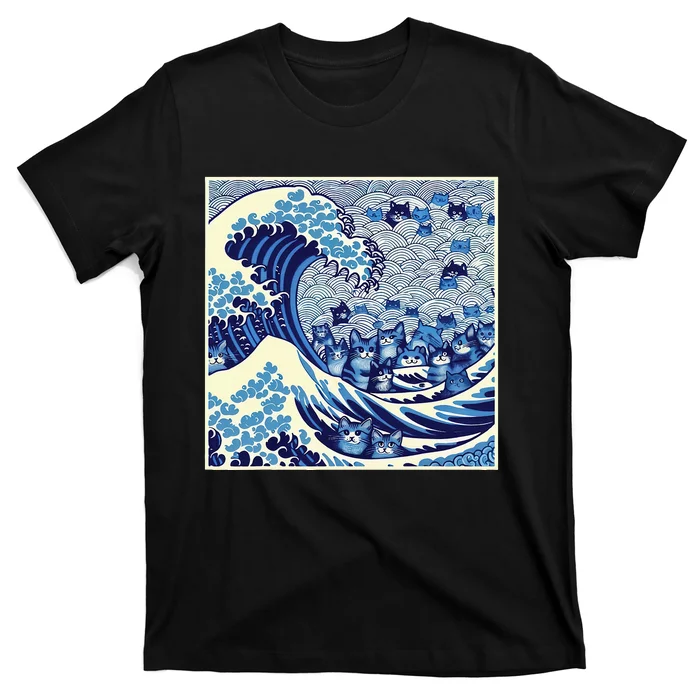 Blue Cats Wave For Kamala Funny Cat Lady T-Shirt