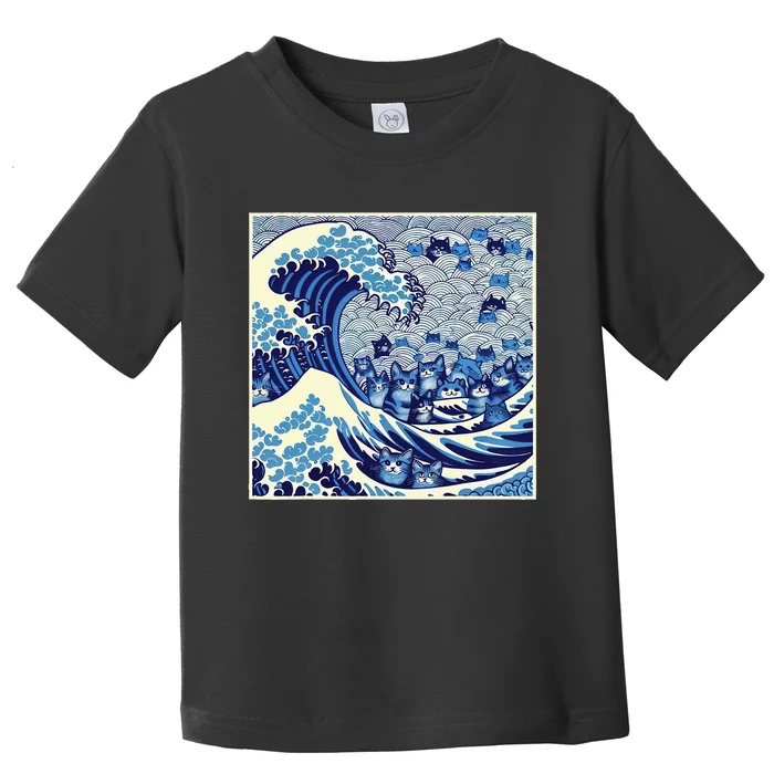 Blue Cats Wave For Kamala Funny Cat Lady Toddler T-Shirt