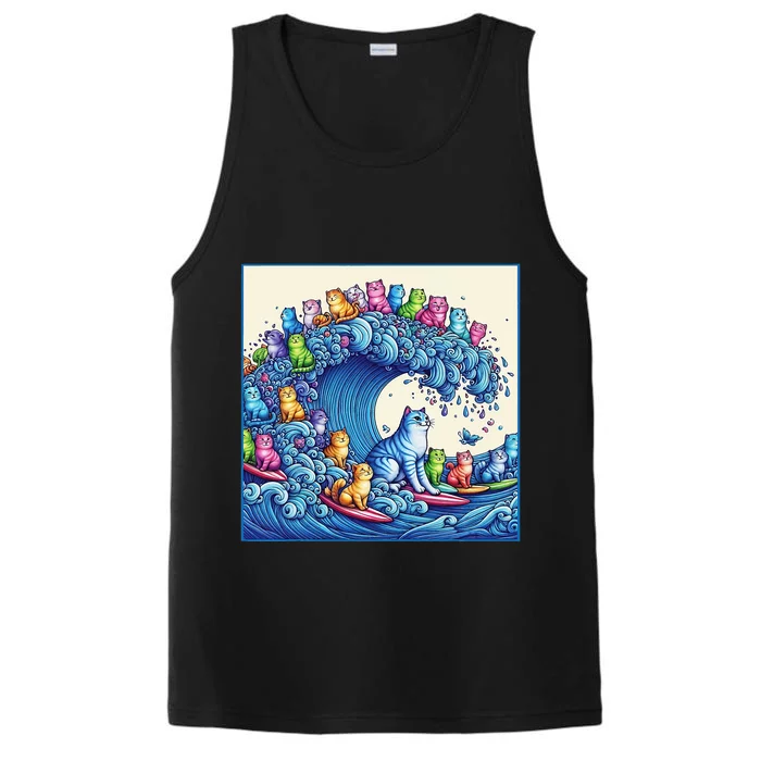 Blue Cats Wave For Kamala Funny Cat Lady Performance Tank