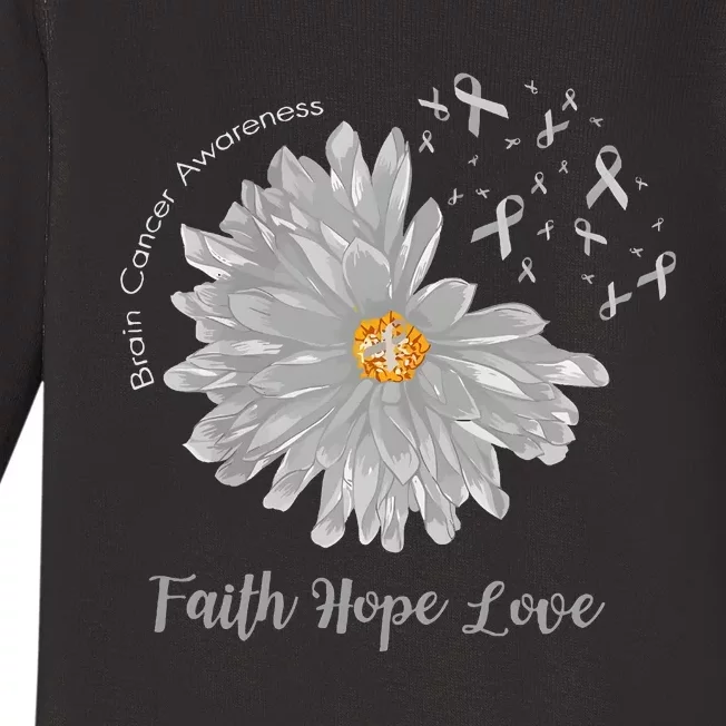 Brain Cancer Warrior Faith Love Hope Baby Long Sleeve Bodysuit