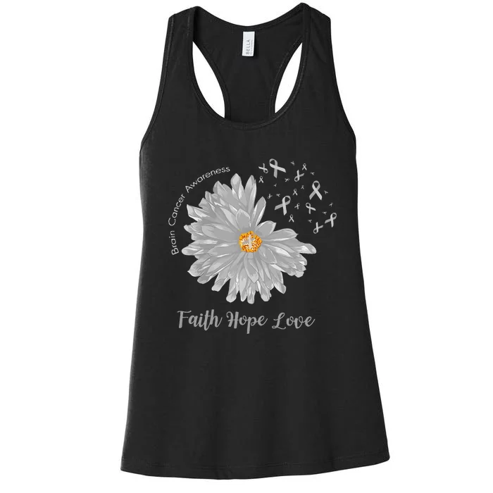 Brain Cancer Warrior Faith Love Hope Women's Racerback Tank