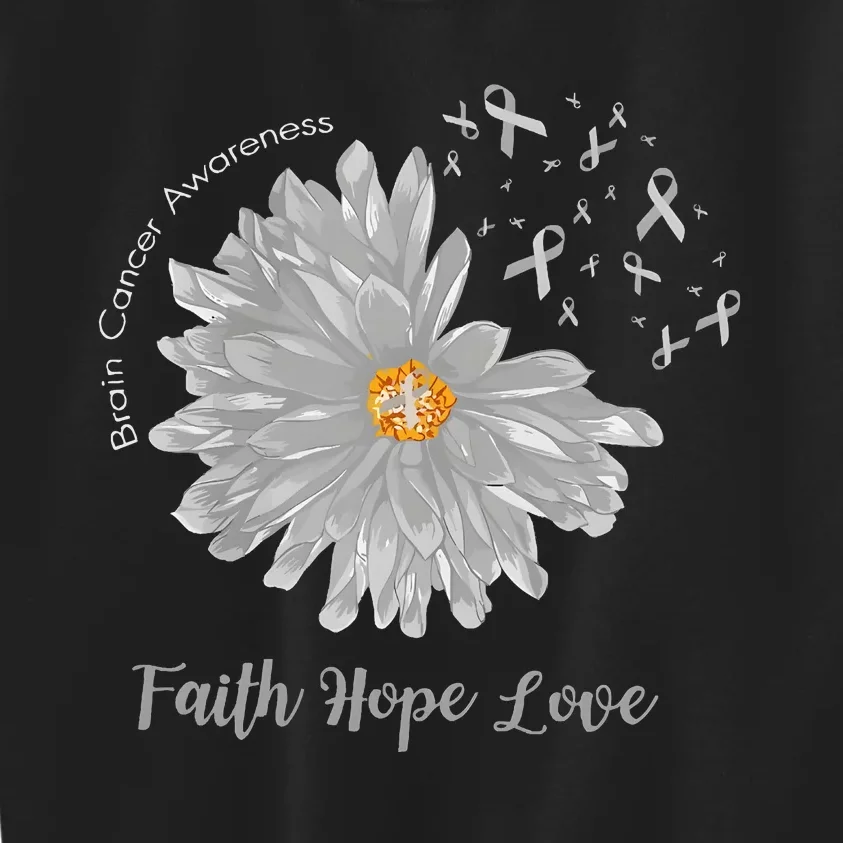 Brain Cancer Warrior Faith Love Hope Kids Sweatshirt