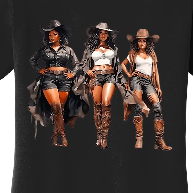 Black Cowgirl Western Rodeo Melanin Black History Texas Women's T-Shirt