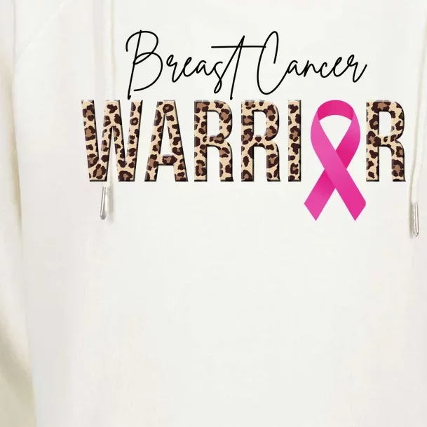 Breast Cancer Warrior Pink Ribbon Cheetah Womens Funnel Neck Pullover Hood