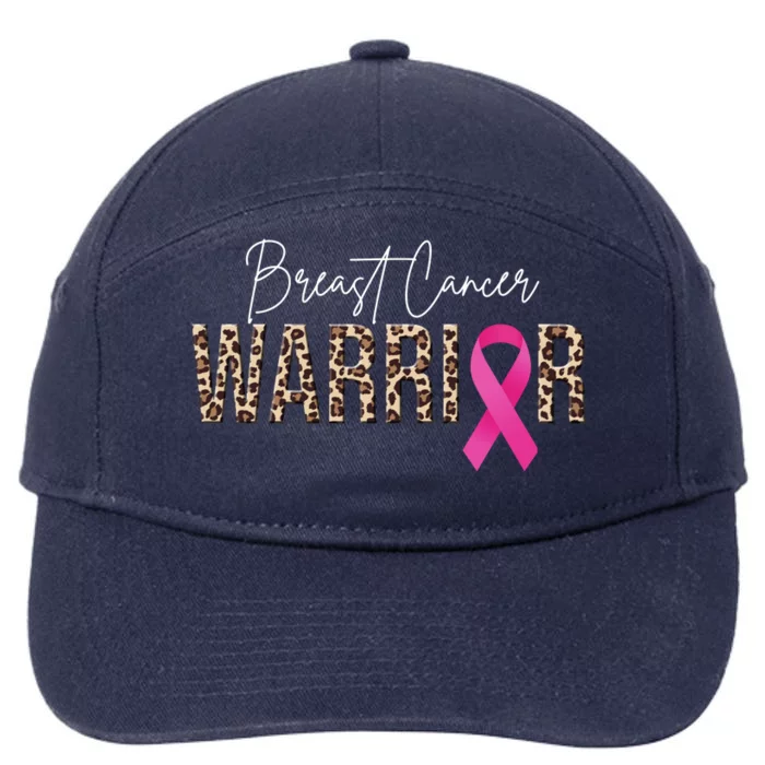 Breast Cancer Warrior Pink Ribbon Cheetah 7-Panel Snapback Hat