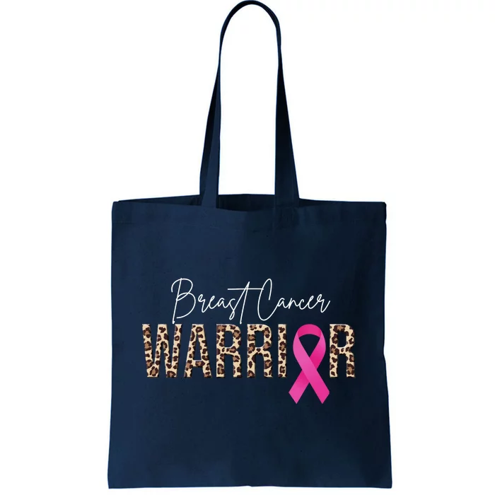 Breast Cancer Warrior Pink Ribbon Cheetah Tote Bag