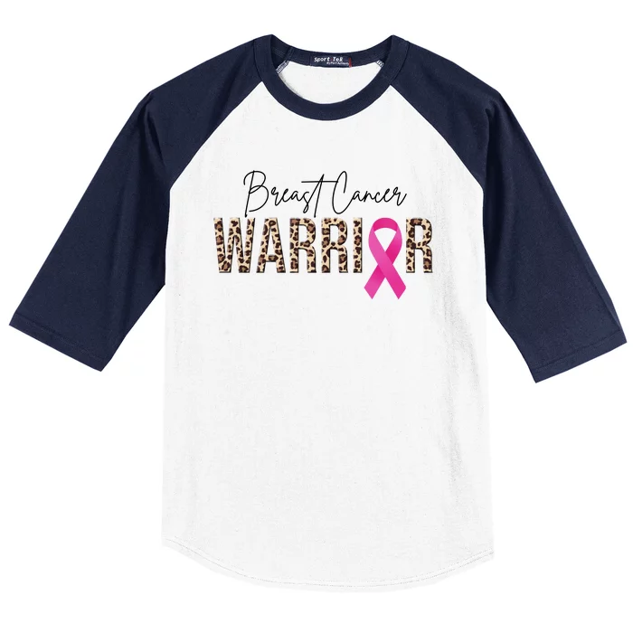 Breast Cancer Warrior Pink Ribbon Cheetah Baseball Sleeve Shirt