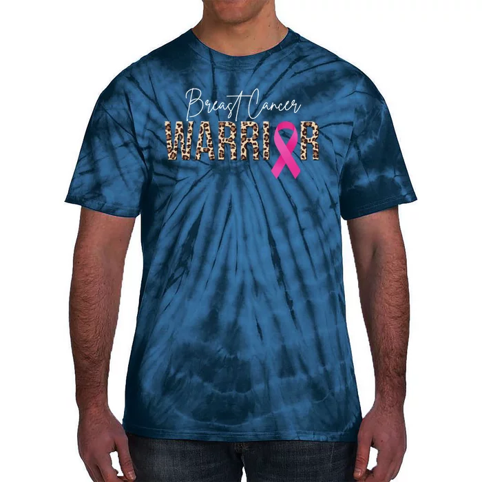 Breast Cancer Warrior Pink Ribbon Cheetah Tie-Dye T-Shirt