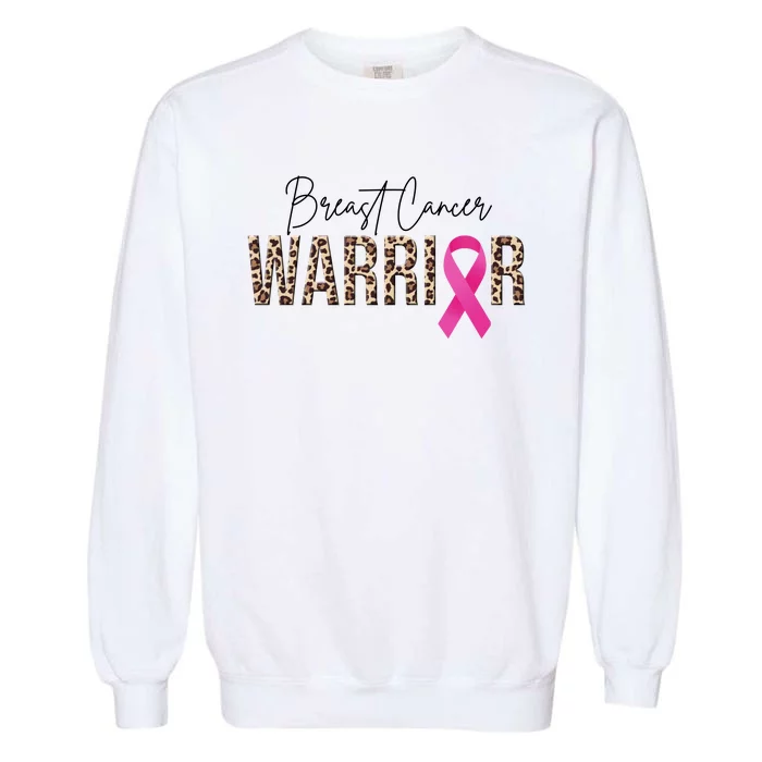 Breast Cancer Warrior Pink Ribbon Cheetah Garment-Dyed Sweatshirt