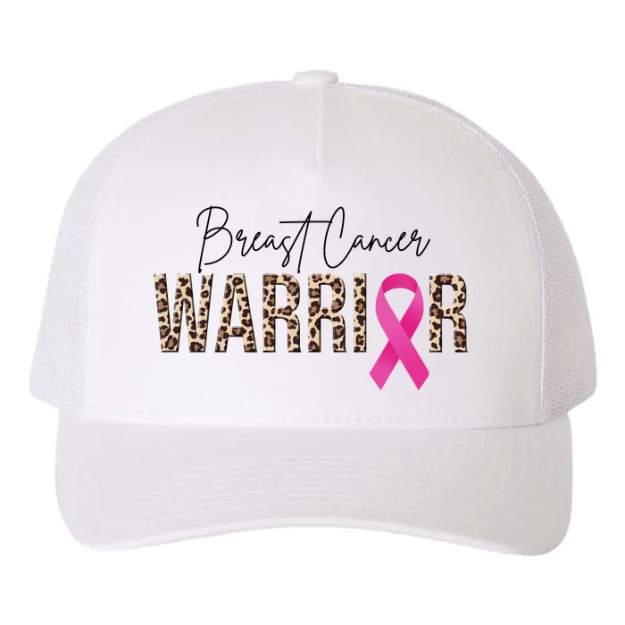 Breast Cancer Warrior Pink Ribbon Cheetah Yupoong Adult 5-Panel Trucker Hat