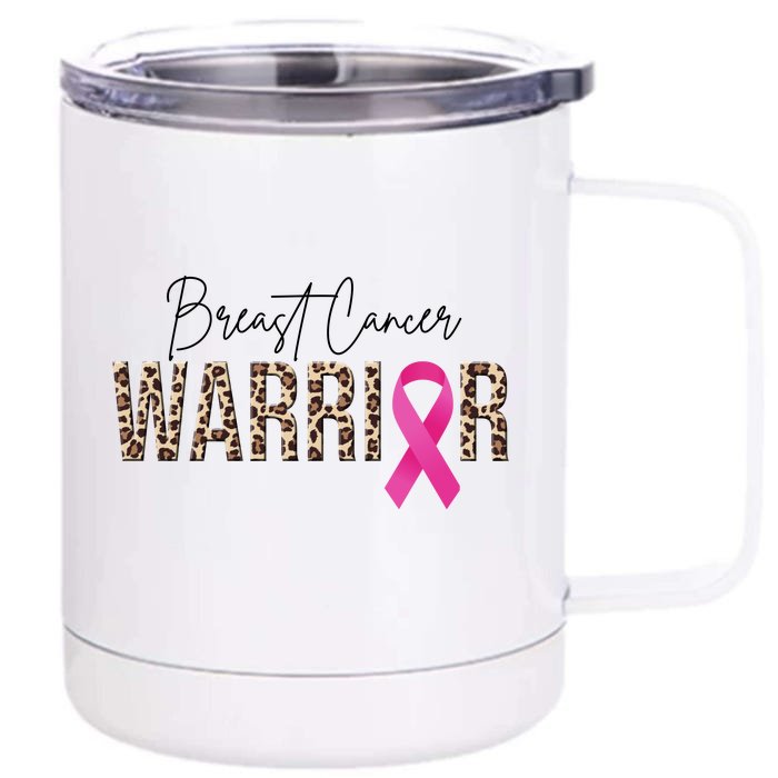 Breast Cancer Warrior Pink Ribbon Cheetah Front & Back 12oz Stainless Steel Tumbler Cup