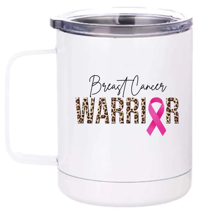 Breast Cancer Warrior Pink Ribbon Cheetah Front & Back 12oz Stainless Steel Tumbler Cup