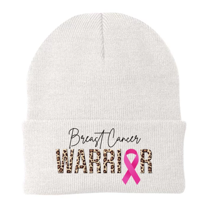 Breast Cancer Warrior Pink Ribbon Cheetah Knit Cap Winter Beanie