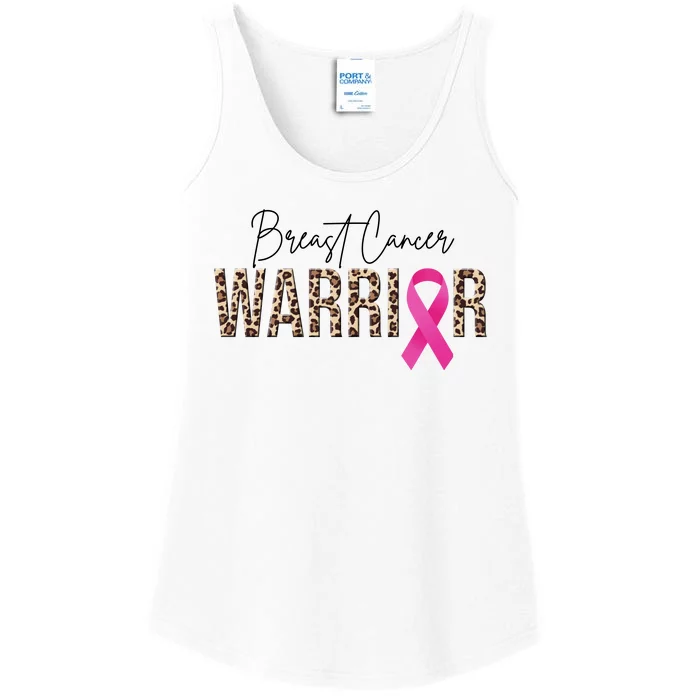 Breast Cancer Warrior Pink Ribbon Cheetah Ladies Essential Tank