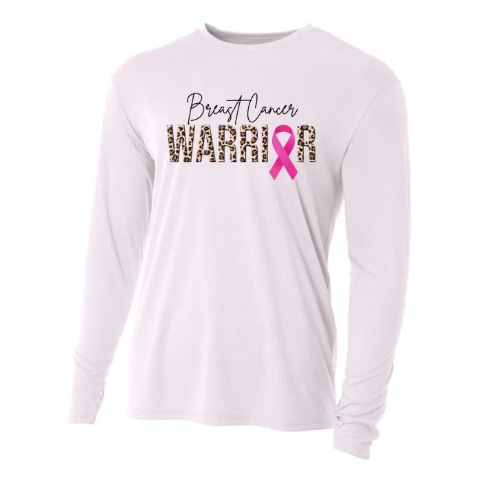 Breast Cancer Warrior Pink Ribbon Cheetah Cooling Performance Long Sleeve Crew