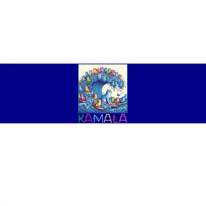 Blue Cats Wave For Kamala Funny Cat Lady Gift Bumper Sticker