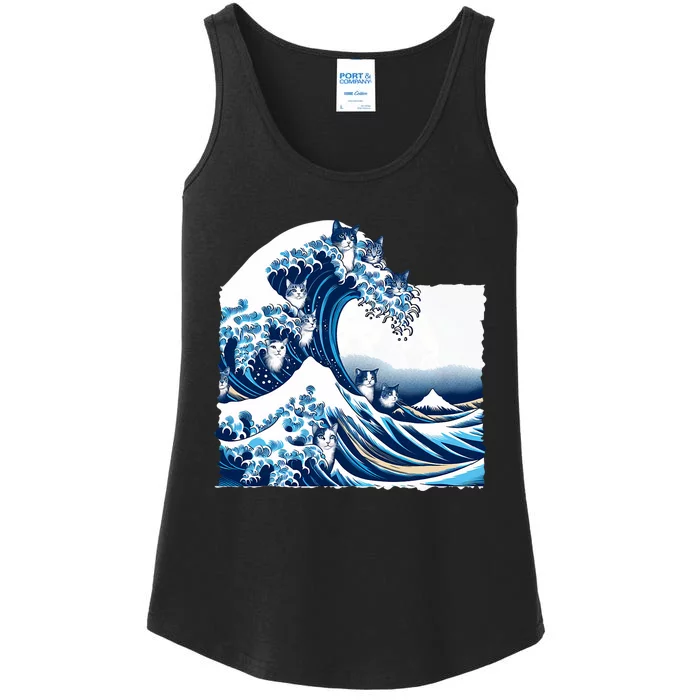 Blue Cats Wave For Kamala Funny Cat Owners Kamala Harris Ladies Essential Tank