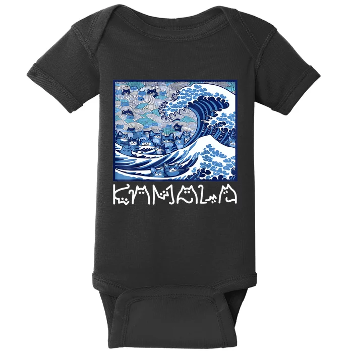 Blue Cats Wave For Kamala Funny Kamala Harris Cat Loversblue Cats Wave For Kamal Baby Bodysuit