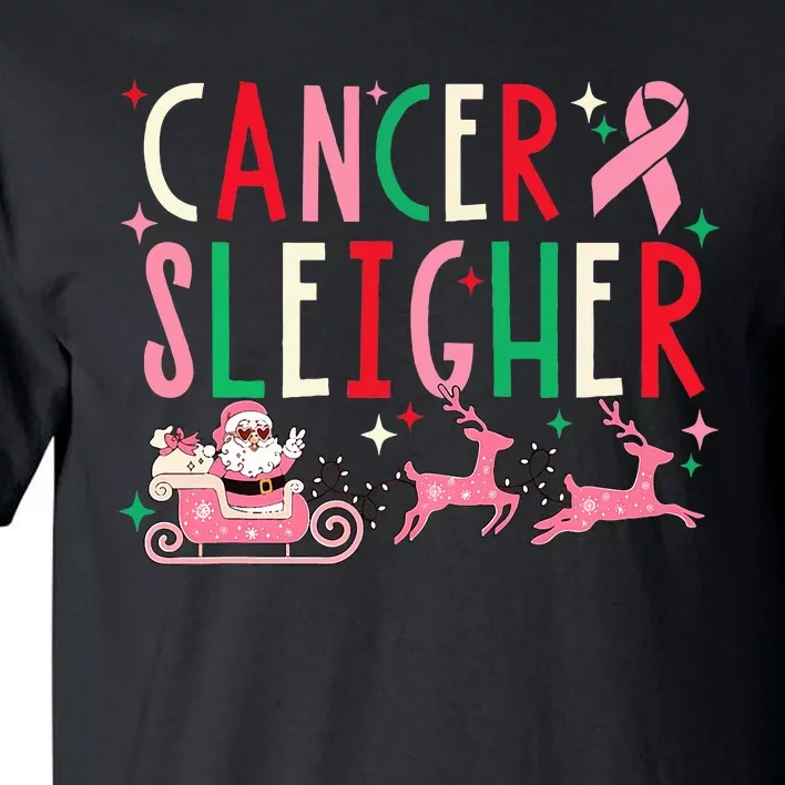 Breast Cancer Xmas Pink Ribbon Santa Sleigh Reindeer Tall T-Shirt