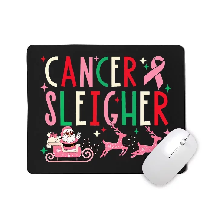 Breast Cancer Xmas Pink Ribbon Santa Sleigh Reindeer Mousepad