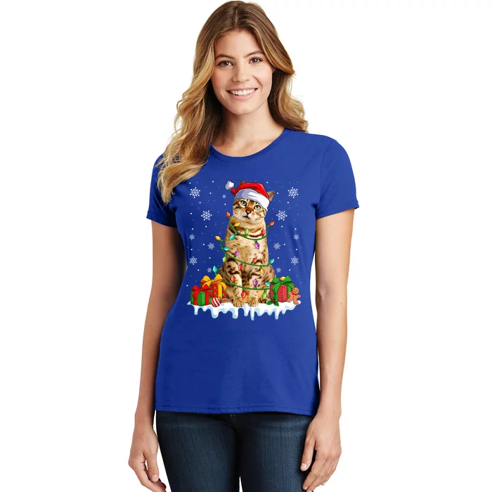 Bengal Cat Xmas Light Christmas Kitten Lover Cool Gift Women's T-Shirt