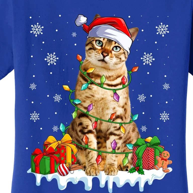 Bengal Cat Xmas Light Christmas Kitten Lover Cool Gift Women's T-Shirt