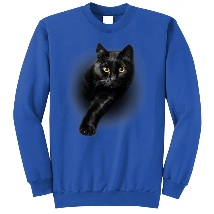 Black Cat Yellow Eyes Cats Gifts Funny Tall Sweatshirt