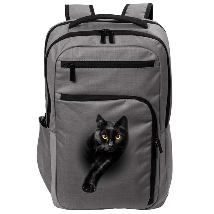 Black Cat Yellow Eyes Cats Gifts Funny Impact Tech Backpack