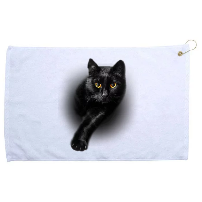 Black Cat Yellow Eyes Cats Gifts Funny Grommeted Golf Towel