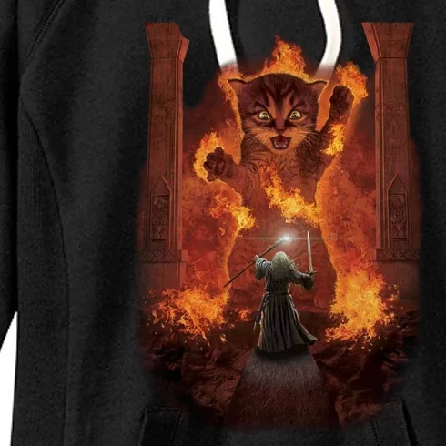 Balrog Cat You Shall Not Pass Wizard Monster Fight Women's Fleece Hoodie