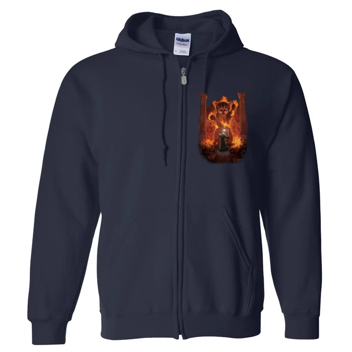 Balrog Cat You Shall Not Pass Wizard Monster Fight Full Zip Hoodie