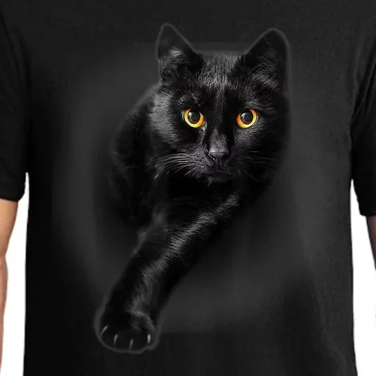 Black Cat Yellow Eyes TShirt Cats Tee Shirt Pajama Set