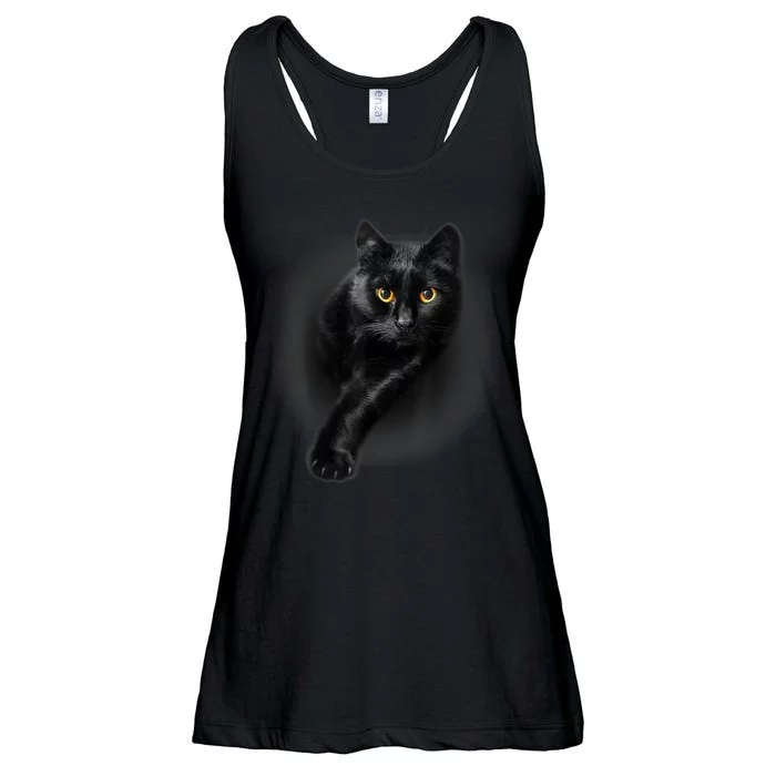 Black Cat Yellow Eyes TShirt Cats Tee Shirt Ladies Essential Flowy Tank