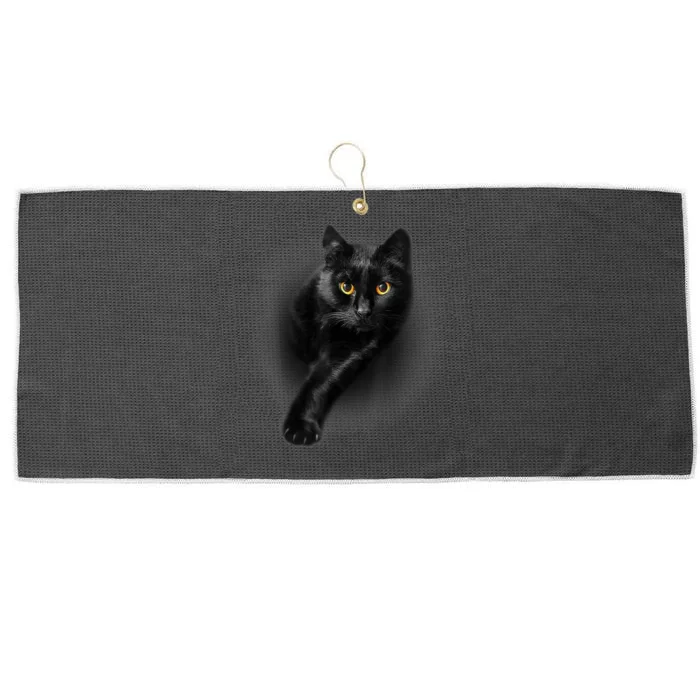 Black Cat Yellow Eyes TShirt Cats Tee Shirt Large Microfiber Waffle Golf Towel