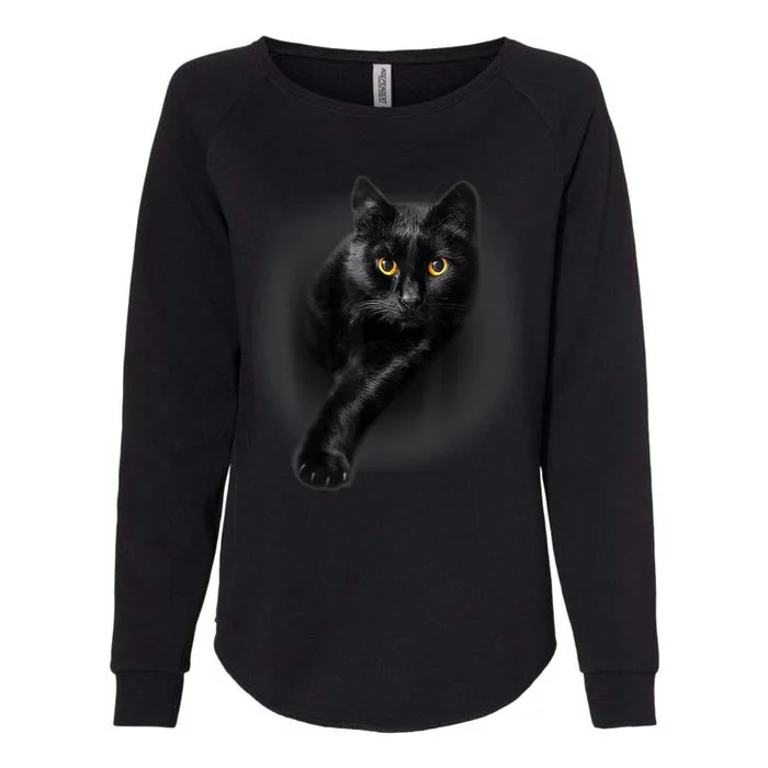 Black Cat Yellow Eyes TShirt Cats Tee Shirt Womens California Wash Sweatshirt