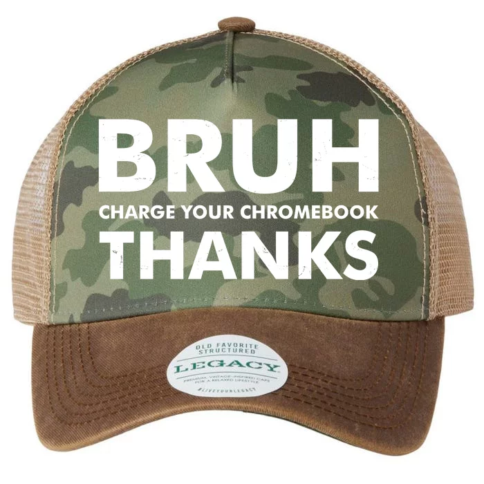 Bruh Charge Your Chromebook Thanks Funny Teacher Student School Life Legacy Tie Dye Trucker Hat