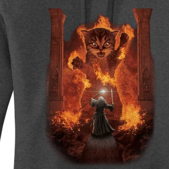 Balrog Cat You Shall Not Pass Wizard Monster Fight Women's Pullover Hoodie